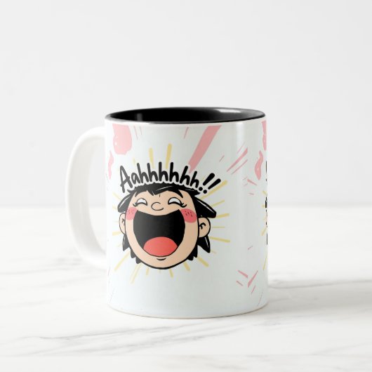 Tasse 2 Couleurs Joyful Scream - Fun Dessin Expression (Devant gauche)