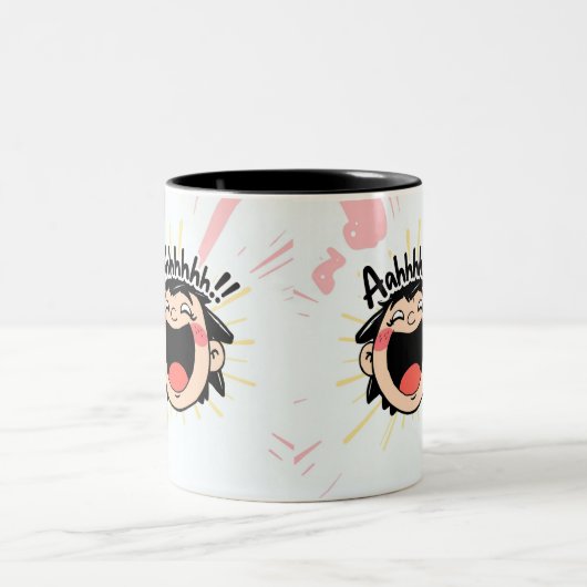 Tasse 2 Couleurs Joyful Scream - Fun Dessin Expression (Centre)