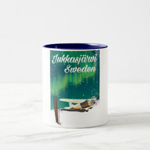 Tasse 2 Couleurs Jukkasjärvi Suède affiche de vacances aurore boréa