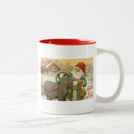 Tasse 2 Couleurs Jultomten nourrit Yule Chèvre un biscuit (Droit)