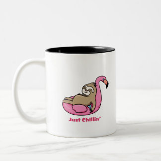 Tasse 2 Couleurs JUSTE CHILLIN' - Flamant rose rose et paresseux