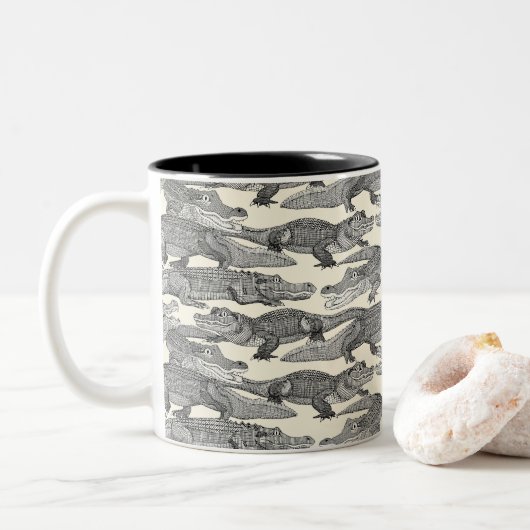 Tasse 2 Couleurs juste des alligators noirs (Avec donut)