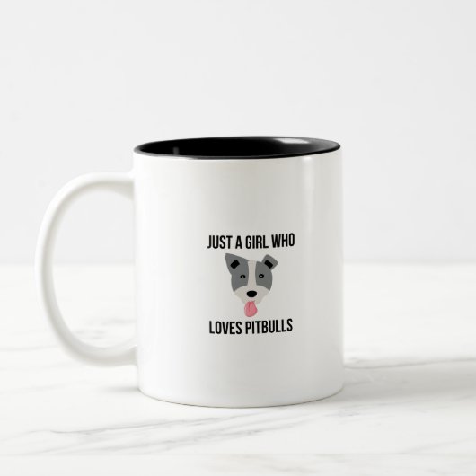 Tasse 2 Couleurs Juste une fille qui aime Pitbulls Pitbull drôle (Gauche)