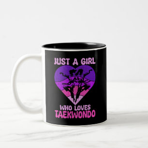 Tasse 2 Couleurs Juste Une Fille Qui Aime Taekwondo Cœur Rétro Couc
