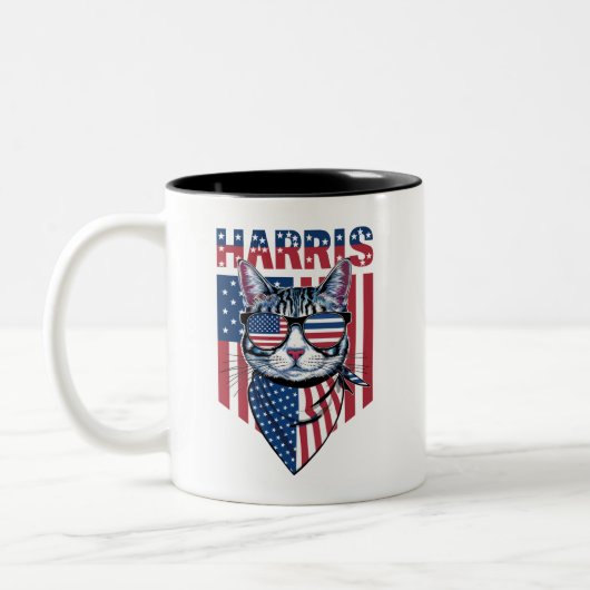 Tasse 2 Couleurs Kamala Harris pour le président 2024 Funny Cat (Gauche)