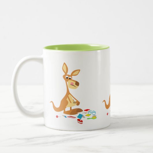 Tasse 2 Couleurs Kangourou fouillant mignon de bande dessinée (Gauche)