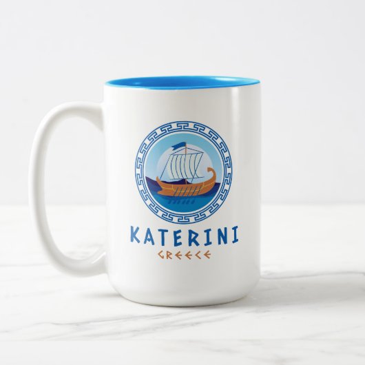 Tasse 2 Couleurs Katerini, Grèce Conception de navire grec (Gauche)