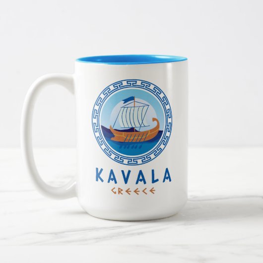 Tasse 2 Couleurs Kavala, Grèce Design de navires grecs (Gauche)