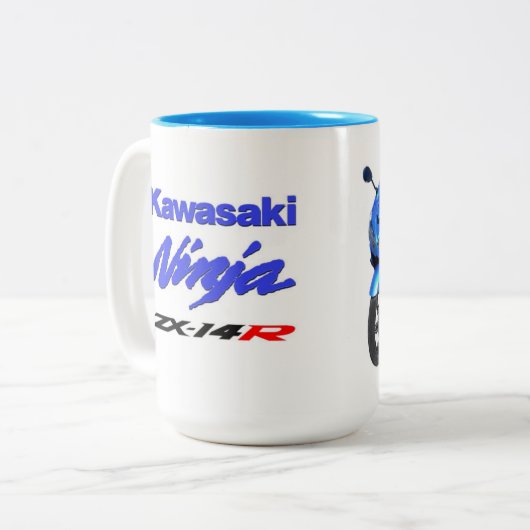 Tasse 2 Couleurs Kawasaki ZX-14R Ninja (Bleu) (Devant gauche)