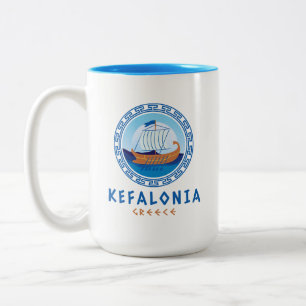 Tasse 2 Couleurs Kefalonia, Grèce Design de navires grecs