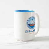 Tasse 2 Couleurs Kefalonia, Grèce Design de navires grecs (Devant droit)