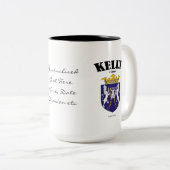 Tasse 2 Couleurs Kelly Family Crest, Traduction & Signification (Devant droit)