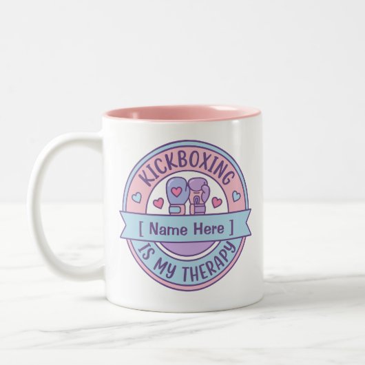 Tasse 2 Couleurs Kickboxing est ma thérapie Nom personnalisé  (Gauche)