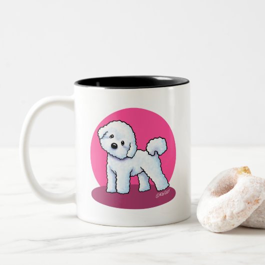 Tasse 2 Couleurs KiniArt Bichon Frise (Avec donut)