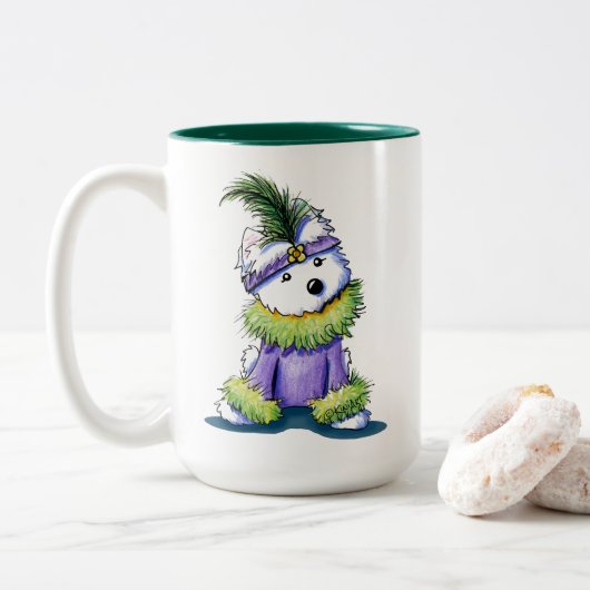 Tasse 2 Couleurs KiniArt Flapper Westie (Avec donut)