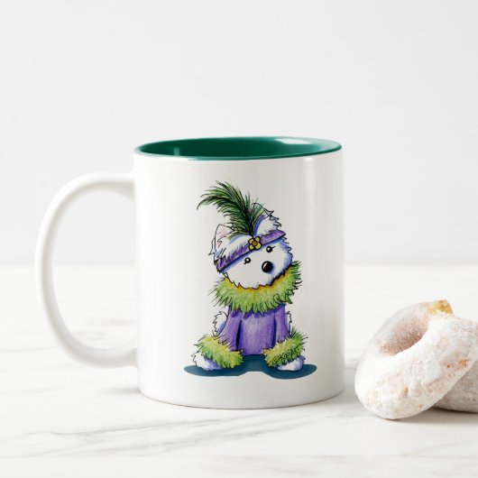 Tasse 2 Couleurs KiniArt Flapper Westie (Avec donut)