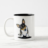 Tasse 2 Couleurs KiniArt Tri Curious Corgi (Gauche)
