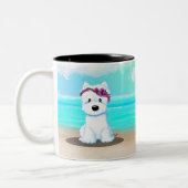 Tasse 2 Couleurs KiniArt ™️ Westie Beach Blossom (Gauche)