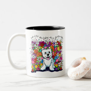 Tasse 2 Couleurs KiniArt Westie Jardin Joyeux