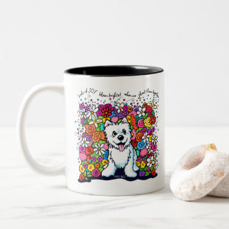 Tasse 2 Couleurs KiniArt Westie Jardin Joyeux
