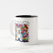 Tasse 2 Couleurs KiniArt Westie Joyful Garden (Devant gauche)