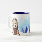 Tasse 2 Couleurs KiniArt Winter Norwich Terrier (Devant gauche)