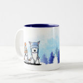 Tasse 2 Couleurs KiniArt Winter Westie Terriers (Devant gauche)
