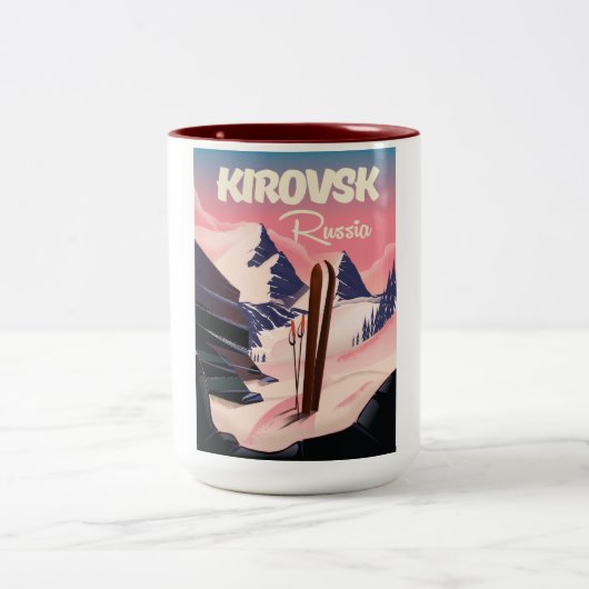 Tasse 2 Couleurs Kirovsk Russie affiche de voyage ski (Centre)
