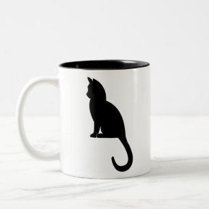 Tasse 2 Couleurs Kitten assis Silhouette Chat Noir