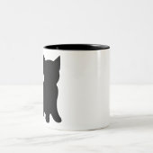Tasse 2 Couleurs Kitten assis Silhouette Chat noir blanc (Centre)