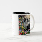 Tasse 2 Couleurs Kitten dans le jardin fleuri (Devant droit)