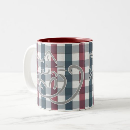 Tasse 2 Couleurs Kitty Cat and Plaid (Devant gauche)