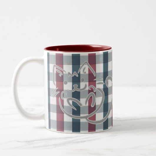 Tasse 2 Couleurs Kitty Cat and Plaid (Gauche)