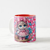 Tasse 2 Couleurs Kitty de la Saint-Valentin (Devant gauche)