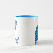 Tasse 2 Couleurs Kitty Mama assis Chat dans Denim Motif bleu (Centre)