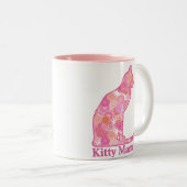 Tasse 2 Couleurs Kitty Mama assis chat en Motif fractal rose (Devant droit)