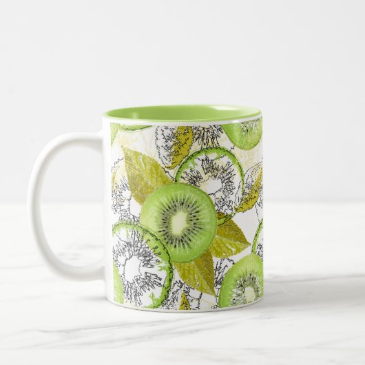 Tasse 2 Couleurs Kiwi, fruité, vert et blanc, frais, juteux, blanc (Gauche)