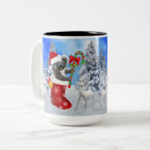 TASSE 2 COULEURS KOALA BÉBÉ NOËL AVEC TEDDY (Devant gauche)