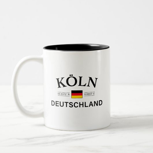 Tasse 2 Couleurs Koln (Cologne) Deutschland coordonne allemand (Gauche)