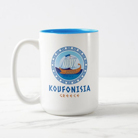 Tasse 2 Couleurs Koufonisia, Grèce Design de navires grecs (Gauche)