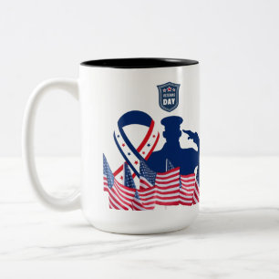 Tasse 2 Couleurs La bannière d'honneur noir & blanc