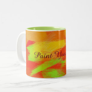 Tasse 2 Couleurs La brosse colorée abstraite frotte texture.text.