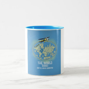 Tasse 2 Couleurs La carte du Monde de Dubaï Émirats arabes unis