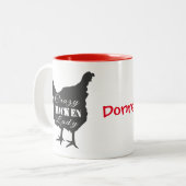 Tasse 2 Couleurs La dame folle du poulet (Devant gauche)