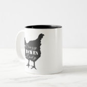 Tasse 2 Couleurs La dame folle du poulet (Devant gauche)