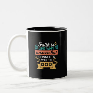 Tasse 2 Couleurs La foi est comme le WiFi Citation chrétienne drôle