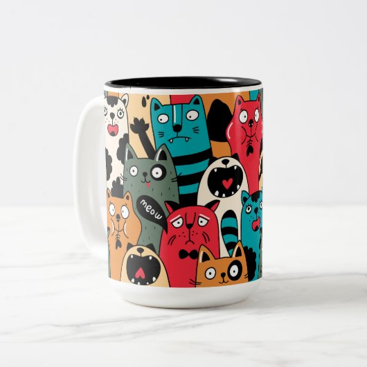 Tasse 2 Couleurs La foule de chats (Devant gauche)