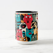 Tasse 2 Couleurs La foule de chats (Centre)