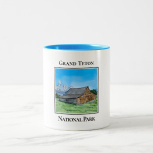 Tasse 2 Couleurs La grange historique, Mormon Row, à Grand Teton Na