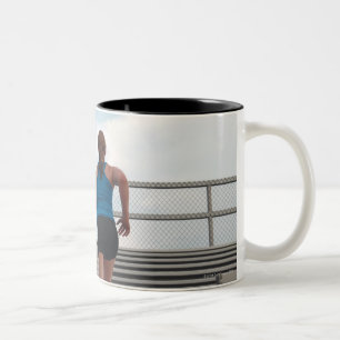 Tasse 2 Couleurs la jeune femme courant fait un pas